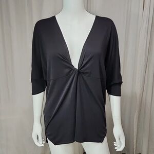 Anthropologie Silence & Noise Dolman Basic Black Twist Vneck Blouse M